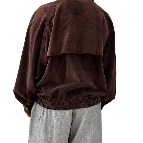 Vintage Cypress Grove Unisex Brown Suede Leather Oversized Bomber Jacket Sz L - Picture 7 of 10